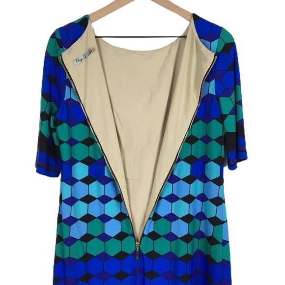 ELIZA J Shift Dress Retro Mod Geo Elbow Length Sleeves Wedding Guest Attire 10 - Picture 5 of 13